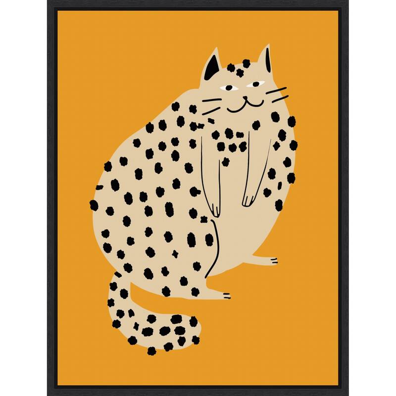 Spotted Cat Delight by Little Dean Framed Canvas Wall Art