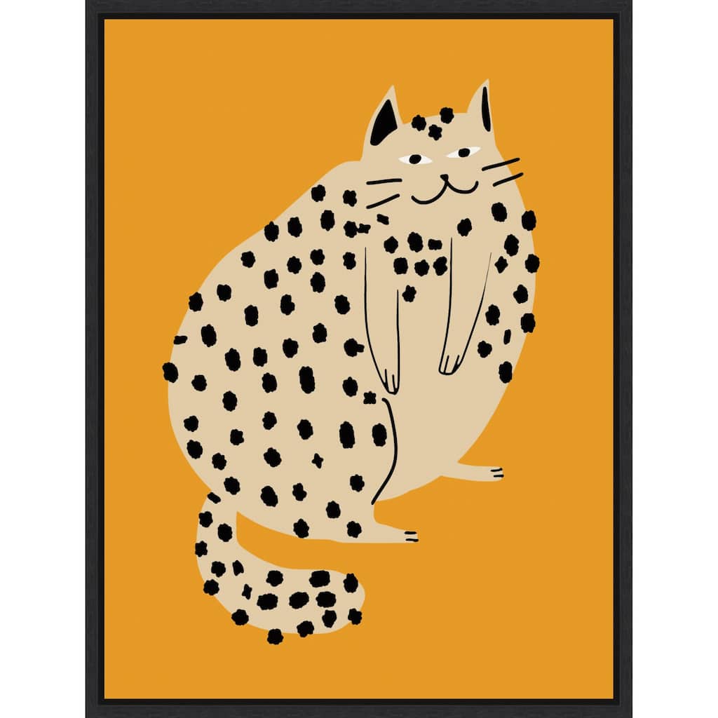 Spotted Cat Delight by Little Dean Framed Canvas Wall Art
