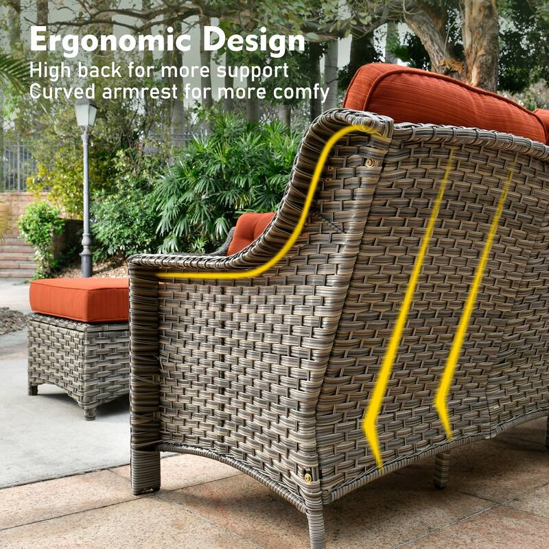XIZZI 5-piece Patio Furniture Wicker Swivel Rocking Chair Set with Fire Pit