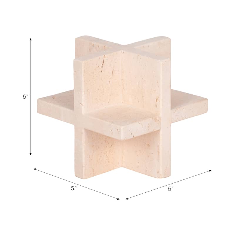 Stone and Travertine Solid Modern Geometric Decorative Object
