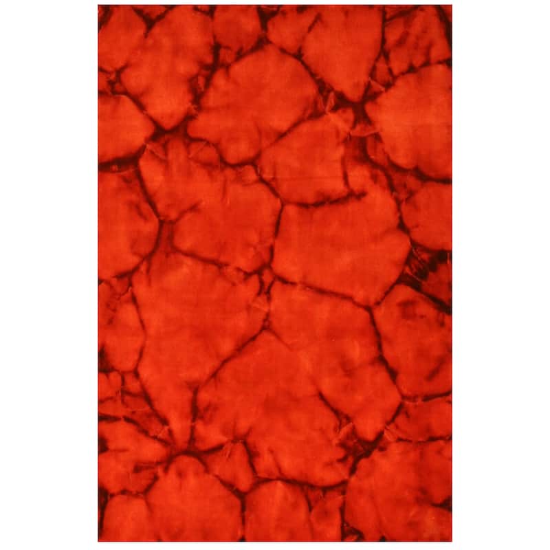 Red Contemporary Abstract Dip Dyed Area Rug