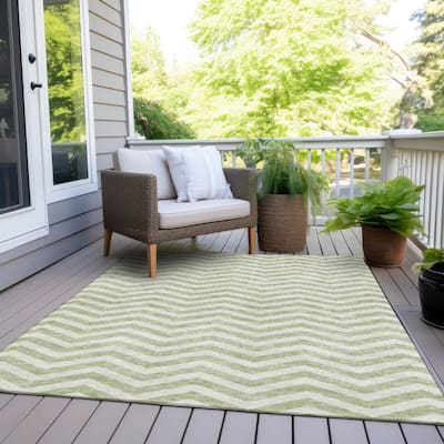 Machine Washable Indoor/ Outdoor Chantille Chevron Stripe Rug