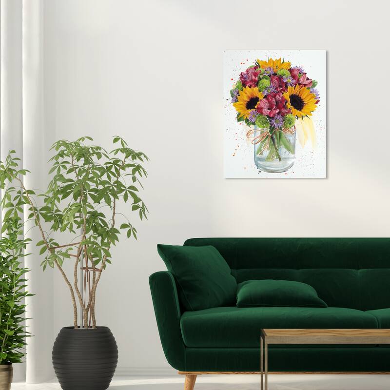 Wynwood Studio Canvas Floral and Botanical New bouquet Jar Yellow and Dark Yellow Traditional Wall Art Canvas Print - 24 x 20