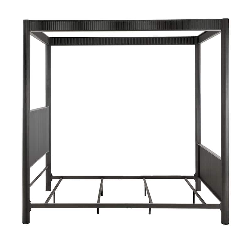 Monson Black Finish Metal Canopy Queen Bed by iNSPIRE Q Modern