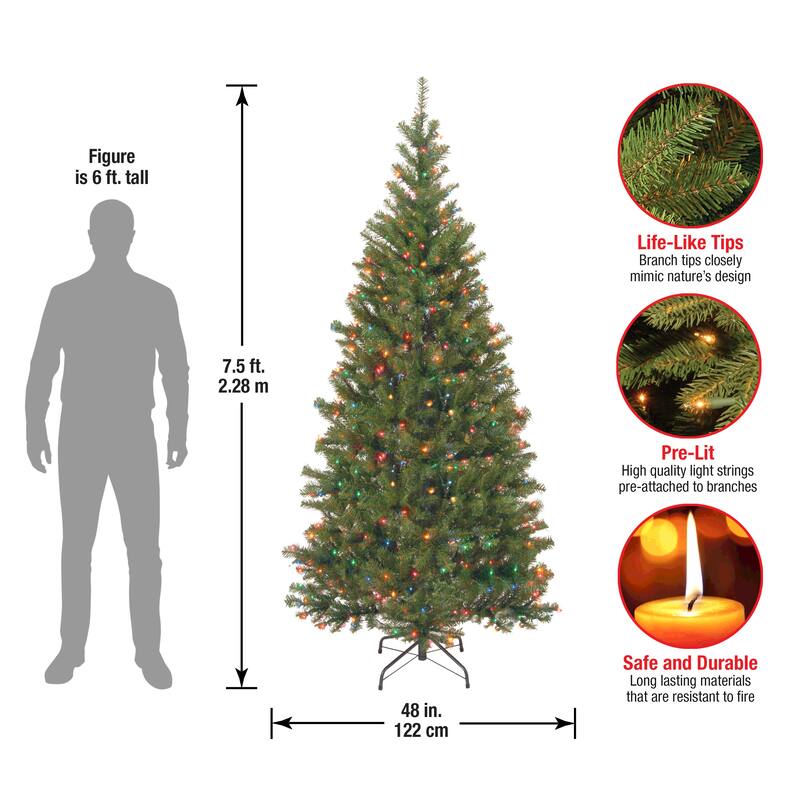National Tree Company 7.5 ft. Aspen Spruce Tree with Multicolor Lights - 7.5 Foot