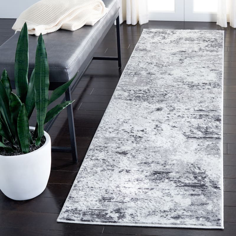 SAFAVIEH Amelia Modern Abstract Rug - 2'2" x 8' Runner - Grey/Ivory - Runner