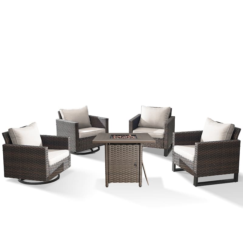 Outdoor Pocassy Glider Chairs Patio Chairs with Fire Table