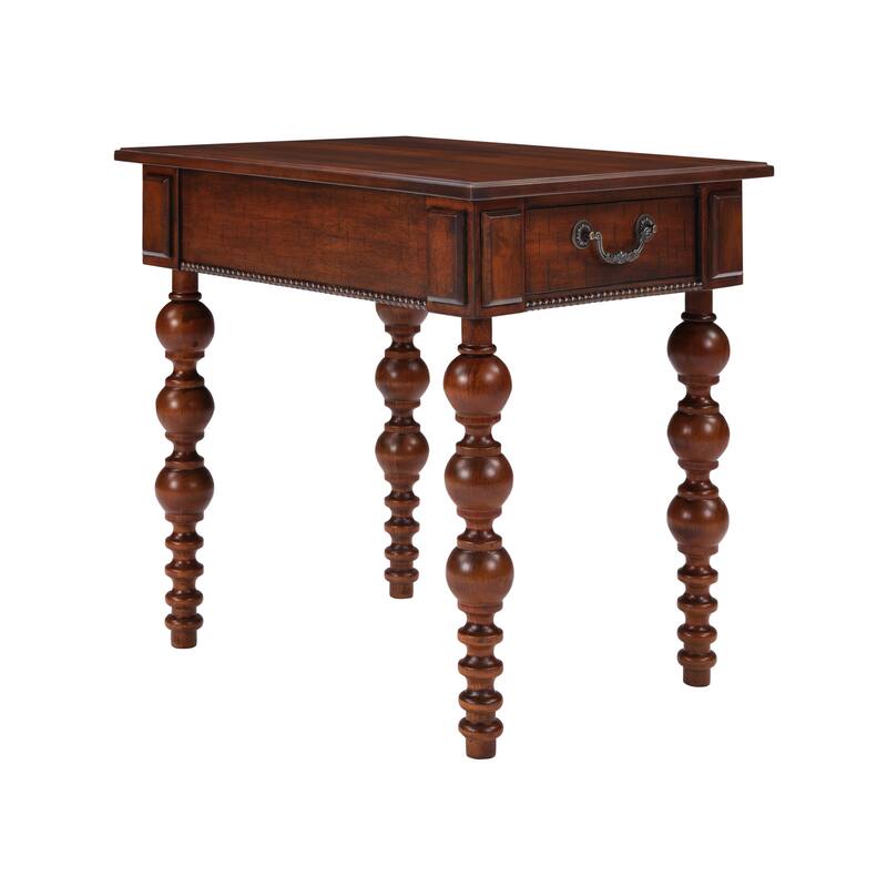 Solid Wood End Table with Drawer, Easy Assembly Vintage Narrow Sofa Side Table for Living Room