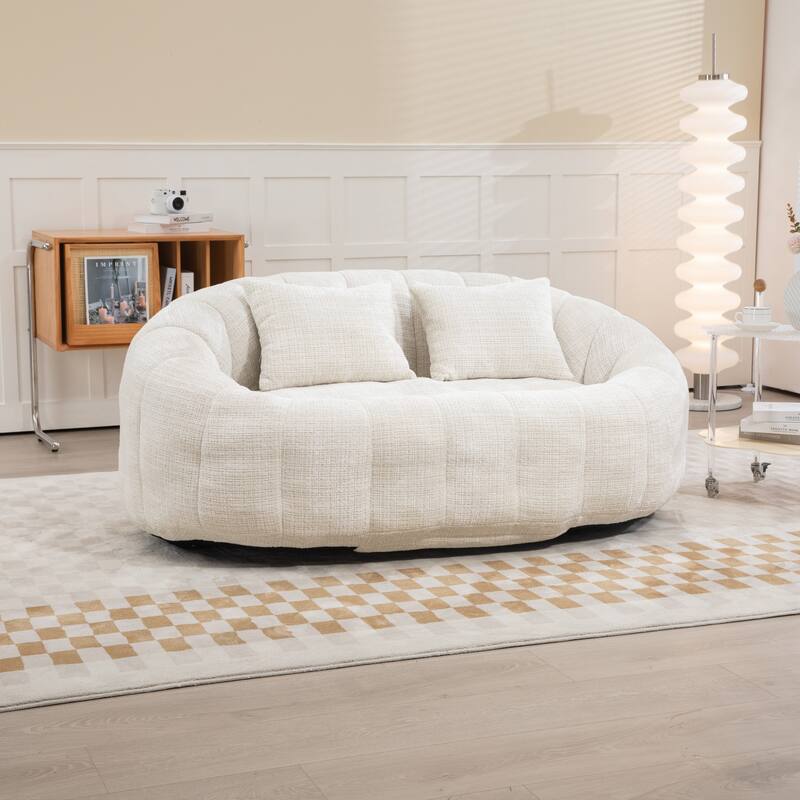 Modern Chenille 2-Seater Bean Bag Chair with 2 Pillows