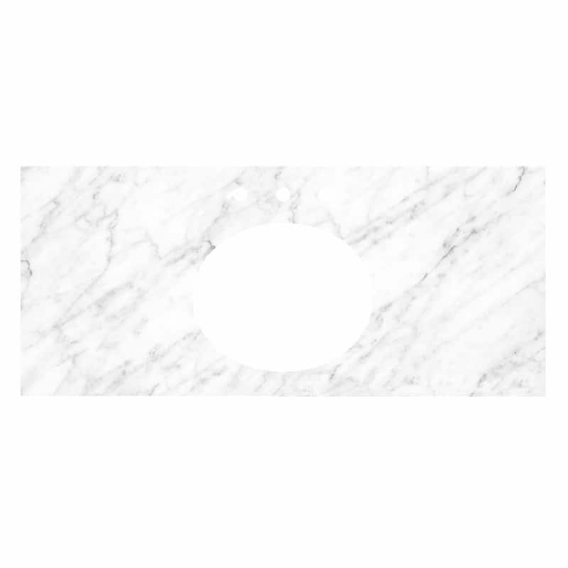 Carrara Marble Vanity Top - Oval Sink Cutout with 8" Widespread Faucet Holes (Top Only) - 49"