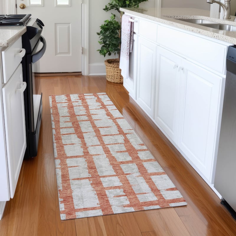 Premium Washable Super Soft Modern Contemporary Mayfield Rug - Coral - 2'3" x 7'6"
