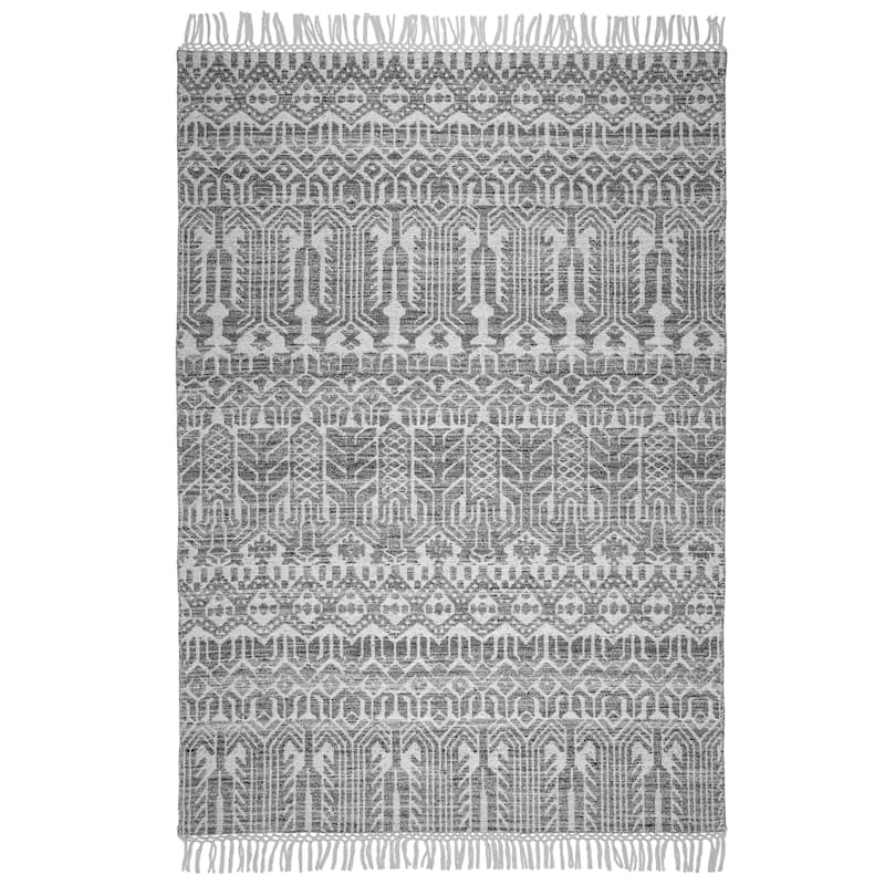 Wyndenhall Parrish 6 x 9 Area Rug Contemporary in Ivory and Grey - 6 ft x 9 ft 72"d x 108"w x 0.5" h