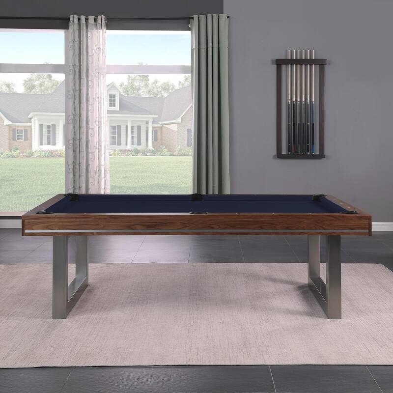 Walnut Harmony 7ft Billiard Slate Pool Table with Dining Top - Blue/Red