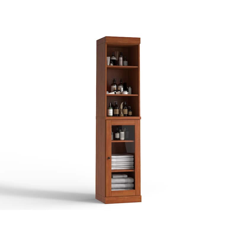 Palace Imports 100% Solid Wood 16.5" Bathroom Storage Cabinet with Clear Glass Doors and Adjustable Shelves