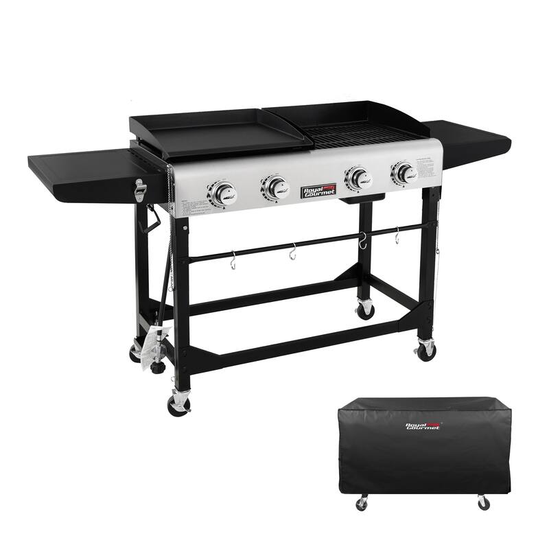 Royal Gourmet 4-Burner Portable Grill and Griddle Combo with Cover