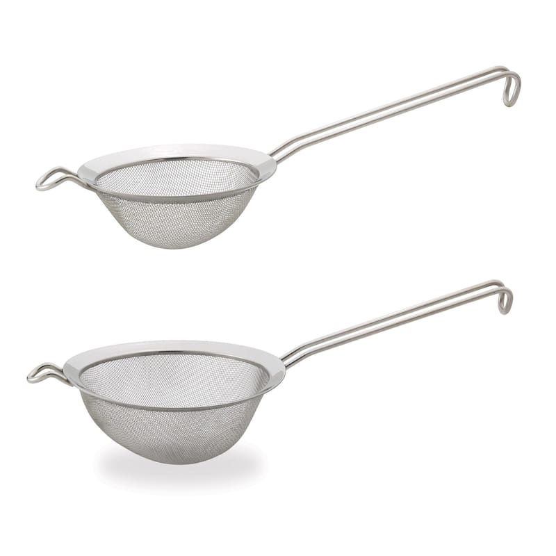 HIC Kitchen Fine Double Mesh Strainer, 18/8 Stainless Steel, Set of 2