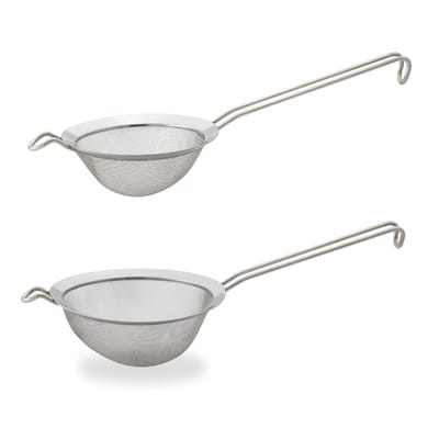 HIC Kitchen Fine Double Mesh Strainer, 18/8 Stainless Steel, Set of 2