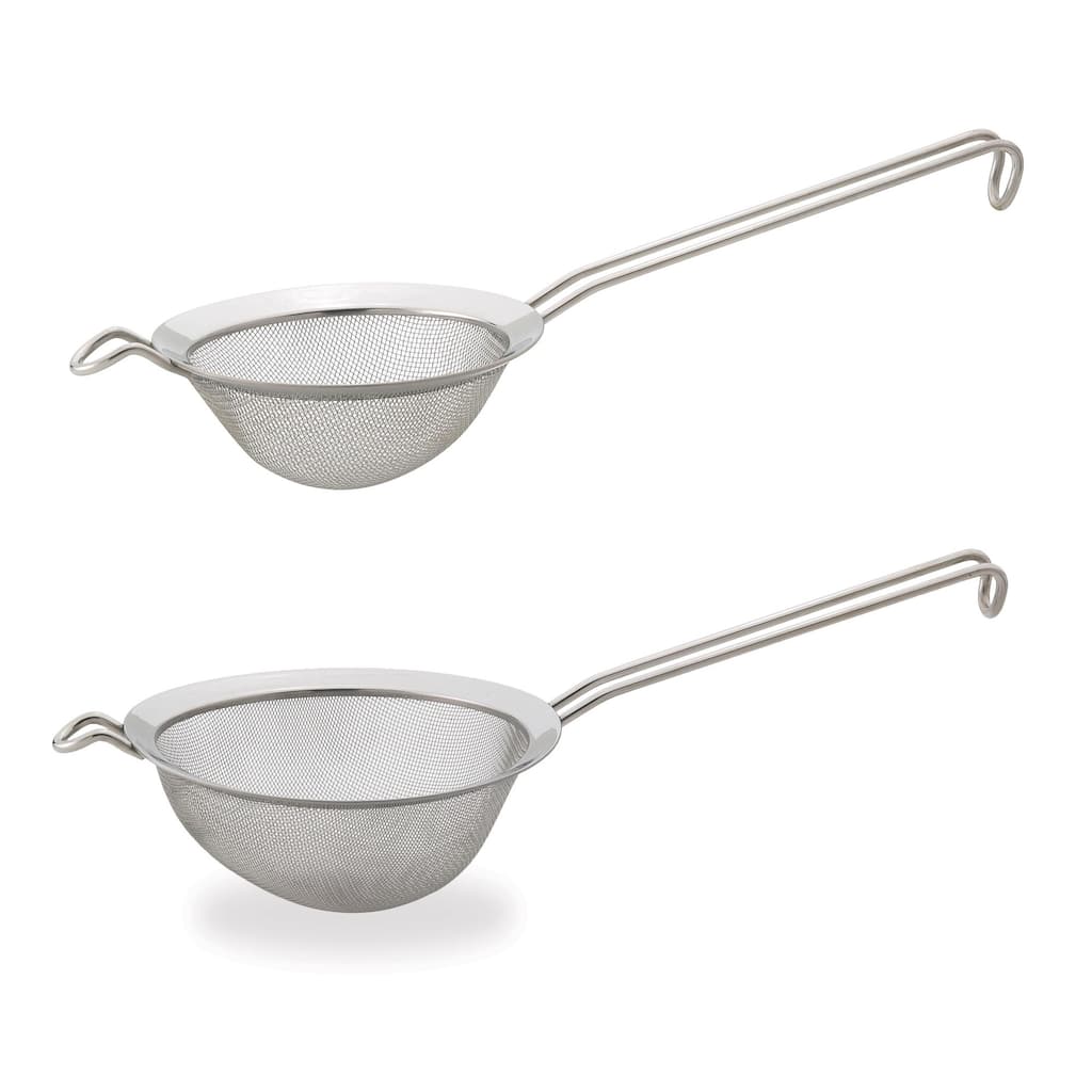 HIC Kitchen Fine Double Mesh Strainer, 18/8 Stainless Steel, Set of 2