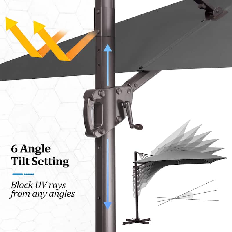 VredHom Outdoor Offset Cantilever Patio Umbrella with Base