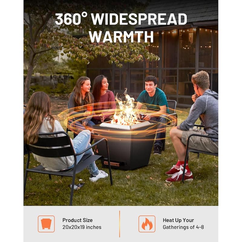 Cyberpit One 20 inch Smokeless Fire Pit, Wood Burning Fireplaces w/ Pull-Out Ash Pan, Portable Outdoor Firepits