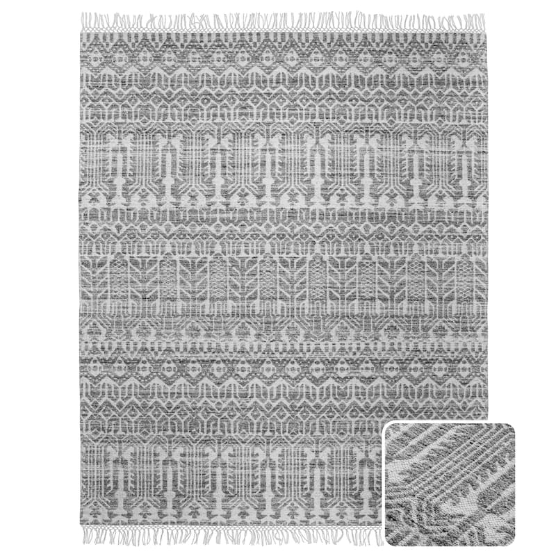 Wyndenhall Parrish 8 x 10 Area Rug Contemporary in Ivory and Grey - 8 ft x 10 ft 96"d x 120"w x 0.5" h
