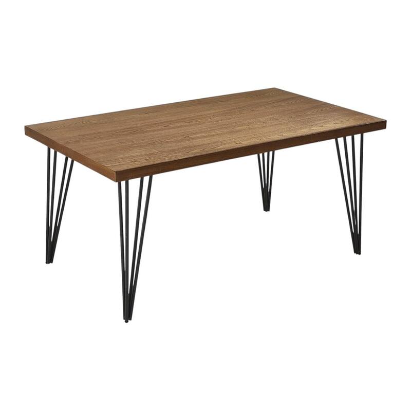 HomeRoots 63" Brown and Black Wood And Metal Dining Table - 63.00 in. x 30.00 in. x 35.00 in.