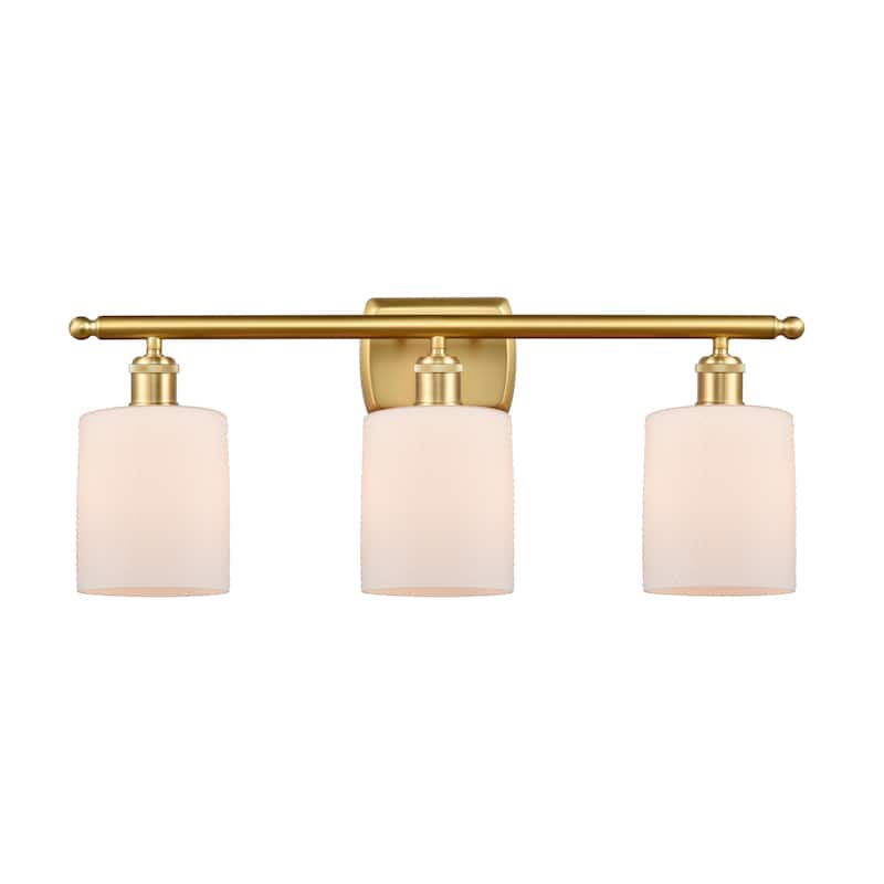 Innovations Lighting 516-3W-10-26 Cobbleskill Vanity Cobbleskill 3 - Matte White / Satin Gold