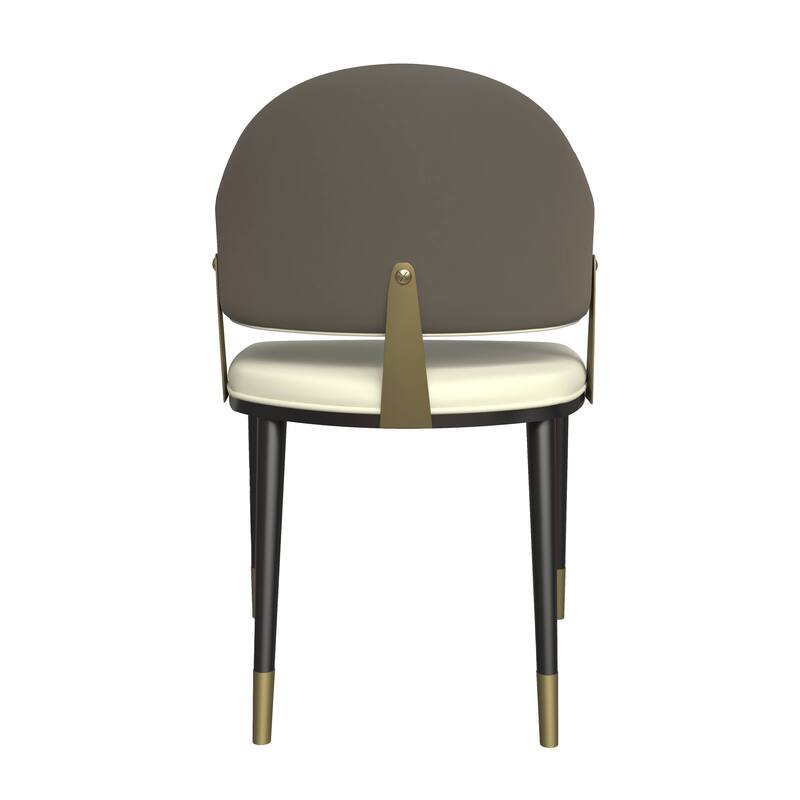 Leather Dining Chair in Iron Set of 2 with Gold Accents Design Modern Ergonomic Side Arm Chair