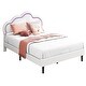 preview thumbnail 35 of 33, Moasis PU Adjustable Cloud Headboard Bed Frame Platform with LED