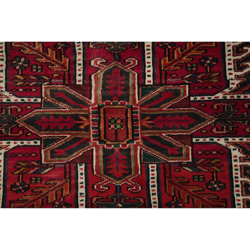 Hand Knotted Oriental 100% Wool Carpet Traditional Medallion Red Heriz Area Rug - 10' 11'' X 8' 2''