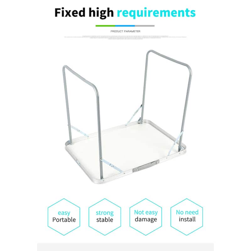 White Portable Folding Table with Metal Edge Reinforcement for Camping and Outdoors Dining - 27.56"L × 19.69"W × 23.62"H