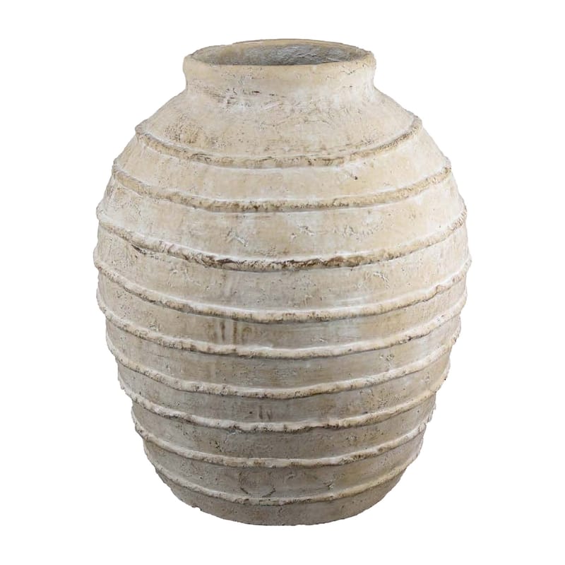 Lezlee Accent Planter, Beige Terracotta Textured Tapered Round 16 Inch