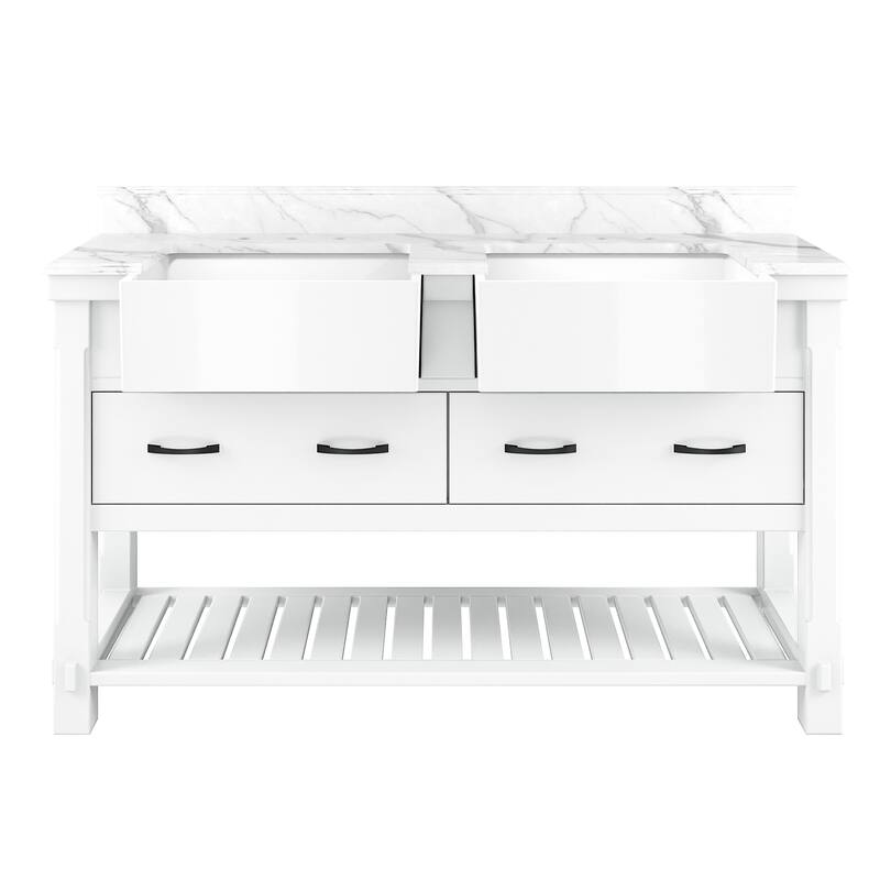 CASAINC 36"48"60" Farmhouse Bathroom Vanity with Sink in White
