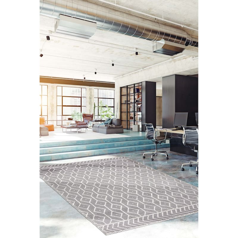 ECARPETGALLERY Braid weave Sienna Grey Wool Rug - 6'0 x 9'3