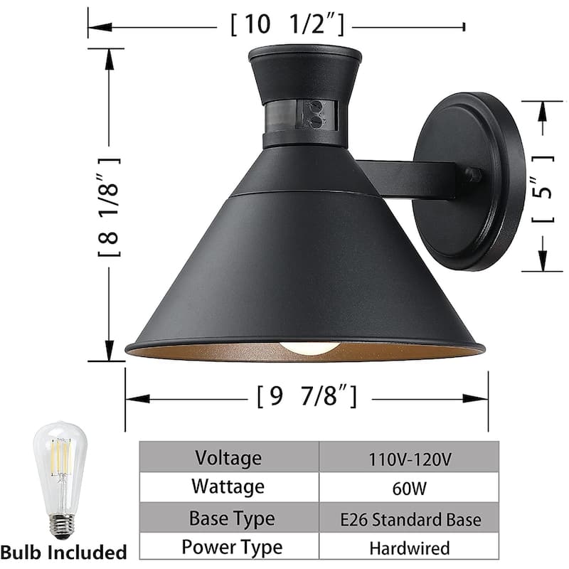 2 pack barn wall light fixture black motion sensor porch light