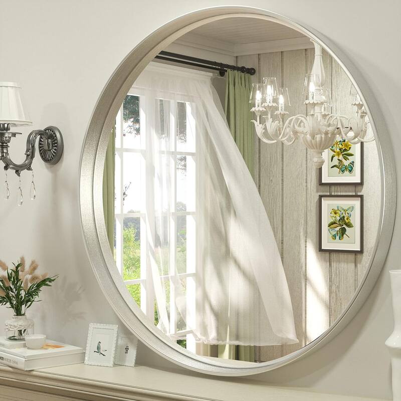 TETOTE Round Metal Frame Mirror Wall Mounted Bathroom Vanity Mirror