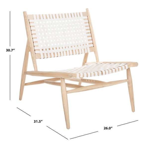 dimension image slide 3 of 5, SAFAVIEH Soleil Squared Leather Woven Accent Chair - 26" W x 31.5" L x 30.7" H