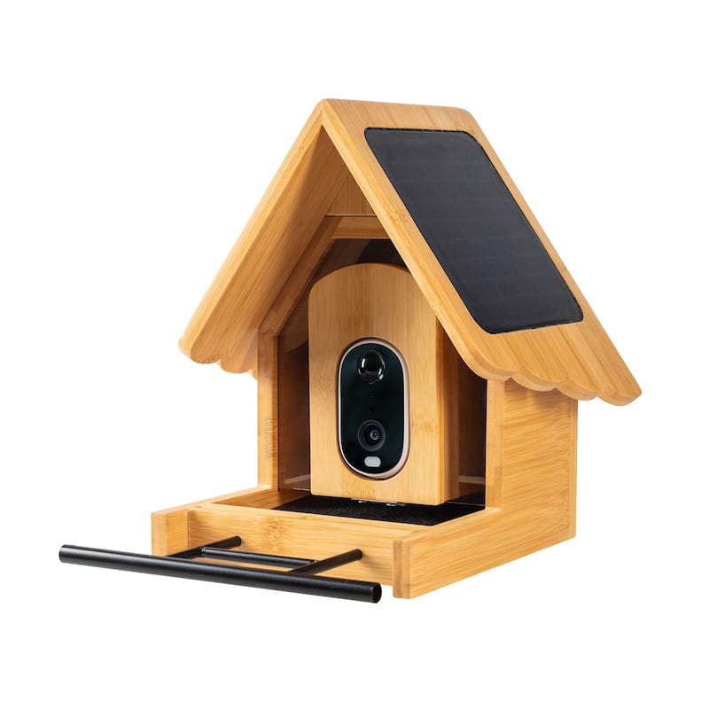 Smart Solar Bamboo Bird Feeder with 3MP AI Camera, 144° Wide-Angle Lens and Daily Video Highlights