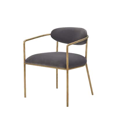 Modrest Baird Modern Grey Velvet & Brass Dining Chair