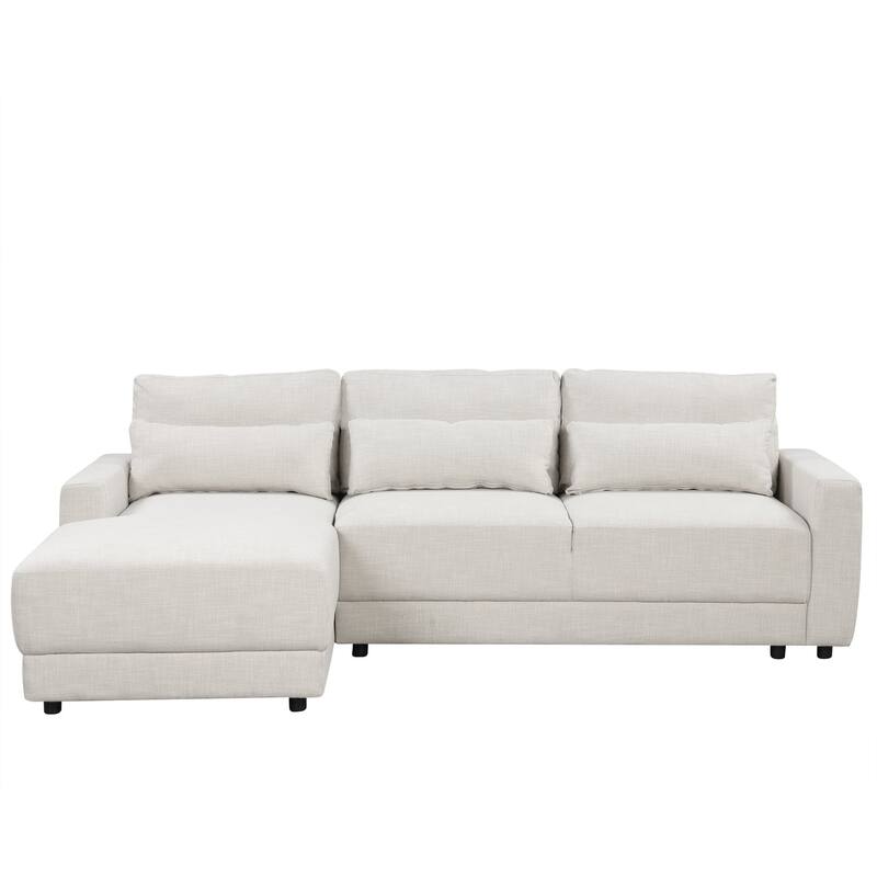 92.90 in Wide Square Arm Fabric L-shaped Removable Back Cushions and 3 Pillows Sofa
