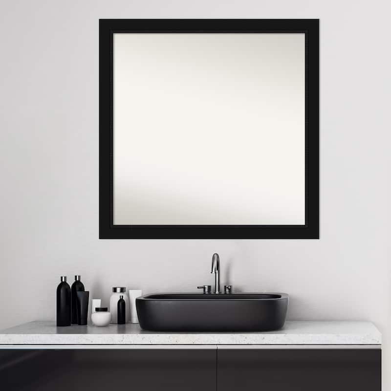 Non-Beveled Bathroom Wall Mirror - Avon Black Frame