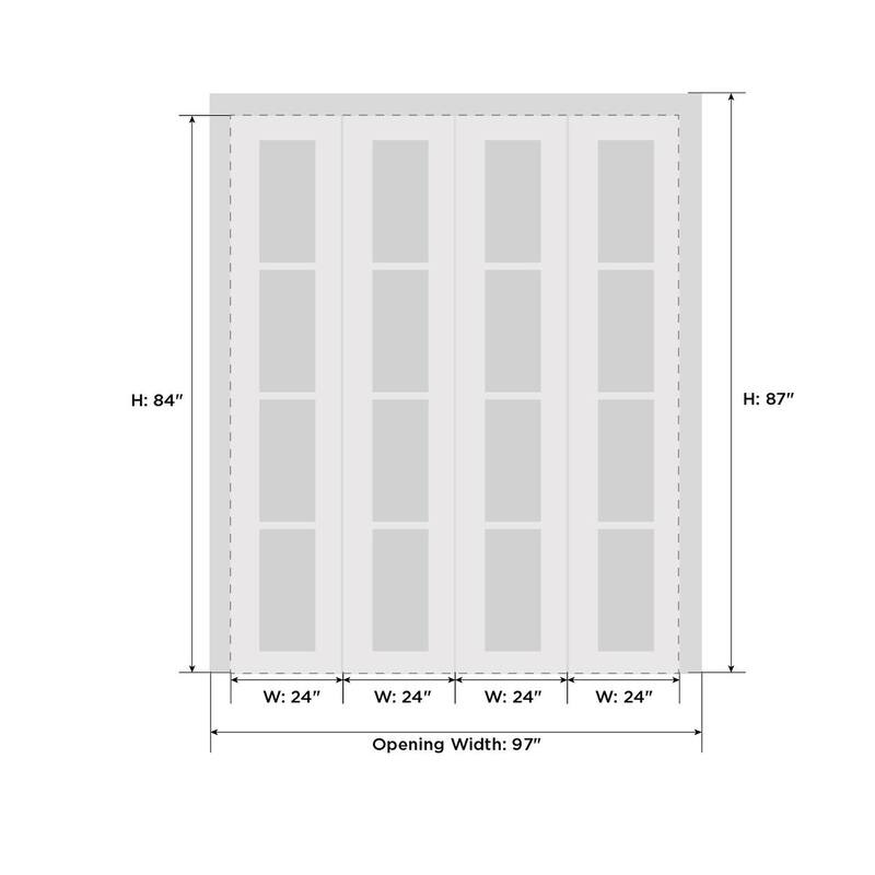 Sliding Closet Double Bi-fold Doors | Mela 0733 Painted White | Sturdy Tracks Moldings Trims | Wood Solid Bedroom Wardrobe