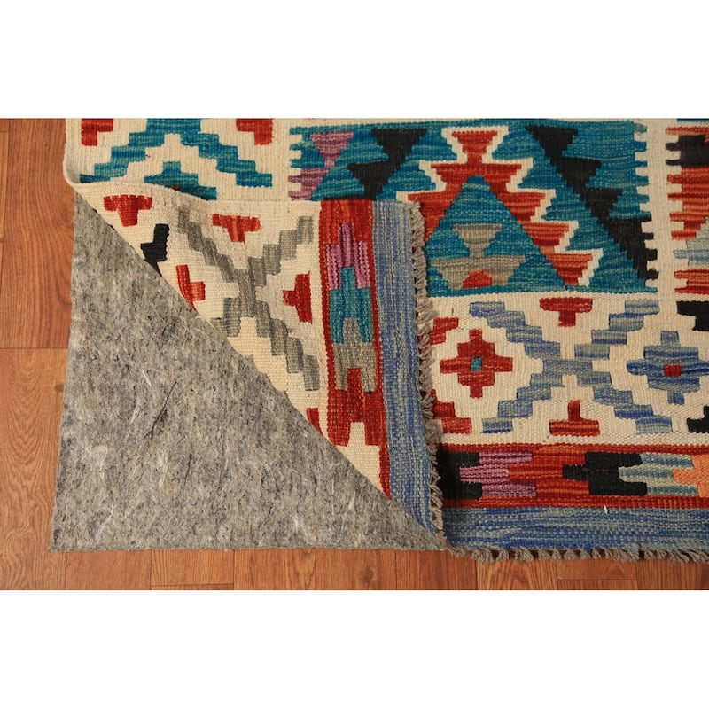 Southwestern / Geometric Kilim Oriental Area Rug Flatweave Wool Carpet - 8'7"x 11'5"
