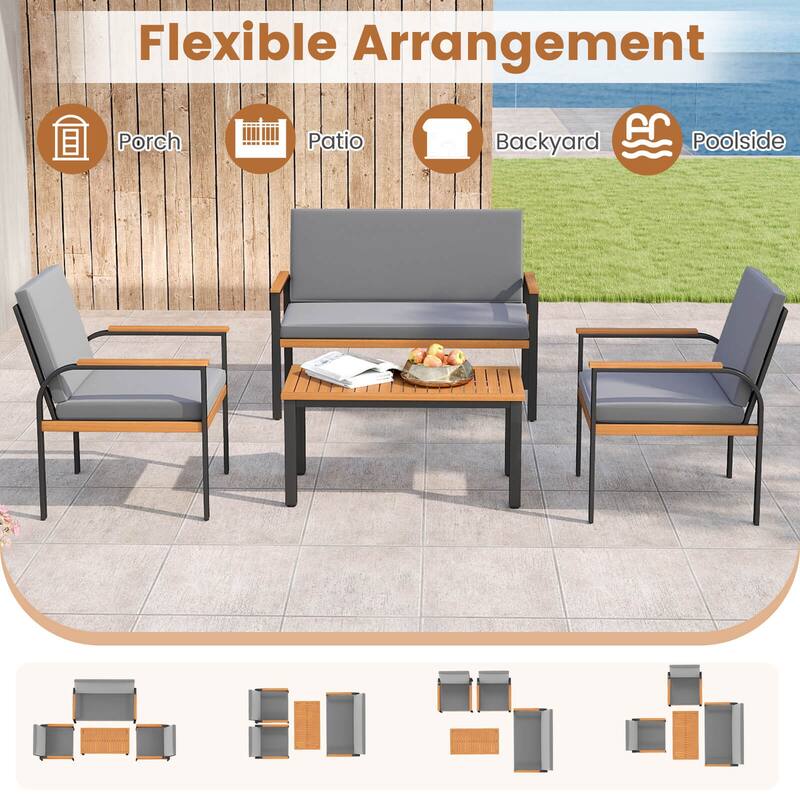 Costway 8 Piece Patio Furniture Set with Coffee Table, Loveseat & 4 - See Details