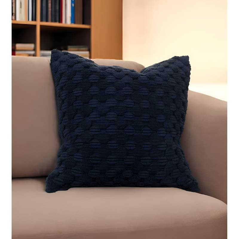 HomeRoots 20" Blue Cotton Throw Pillow With Texture - Accent - Polyester