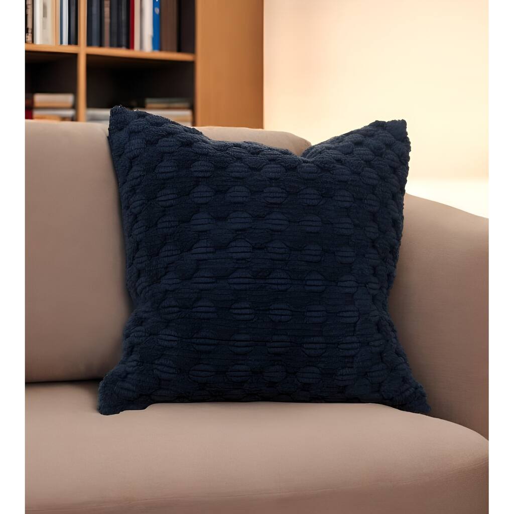 HomeRoots 20" Blue Cotton Throw Pillow With Texture