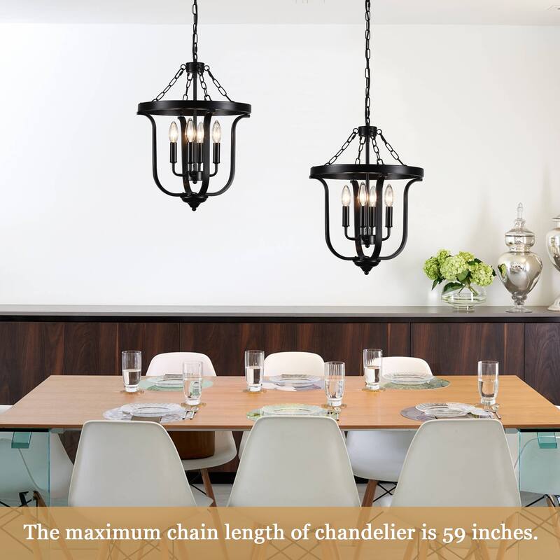Farmhouse 4-Light Dimmable Cage Pendant Light Candle Chandelier for Kitchen Island