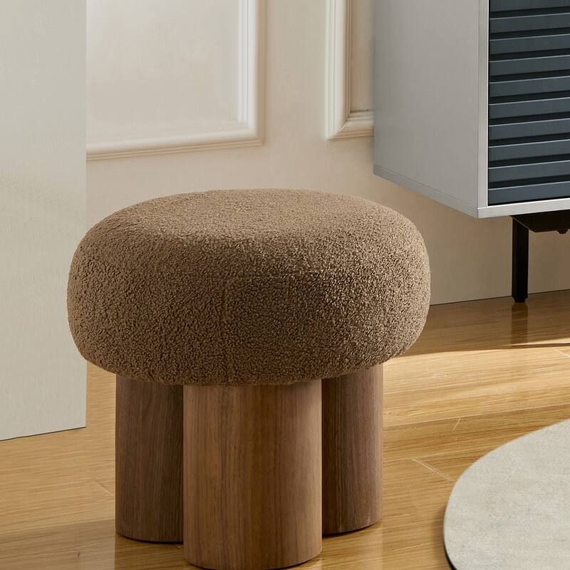 Modern Barrel Teddy Upholstered Mushroom Stool
