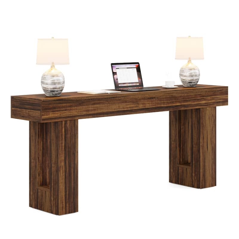 63-Inch Farmhouse Wooden Sofa Console Entryway Table for Living Room