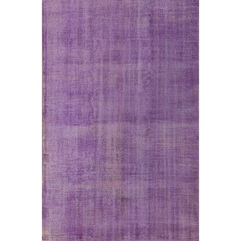 Over-Dyed Purple Anatolian Turkish Vintage Rug Handmade Wool Carpet - 6'10" x 10'0"